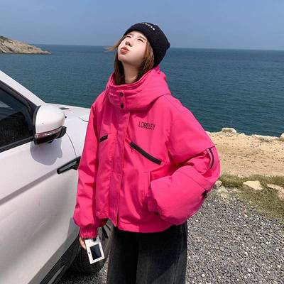 玫粉款色短款c029-298冲锋衣式羽绒外服女冬季2025新美小个子工装