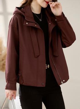安可拉红连帽外ZMU88608套女春秋25新款小个子休闲大码宽初秋20短