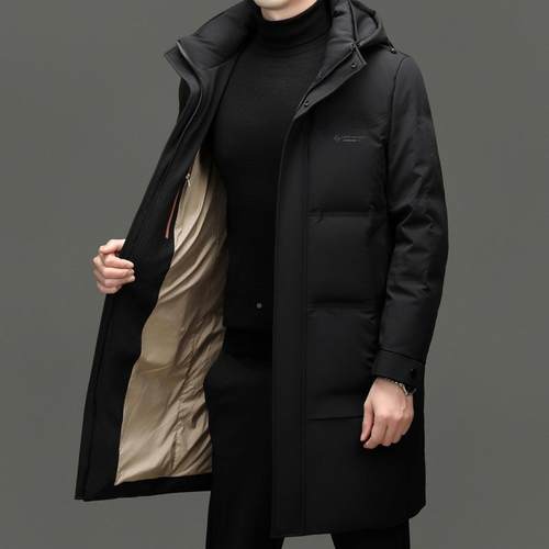 羽绒服商务男款大EZO码白绒中长子可拆帽厚鸭男士加外套羽绒服