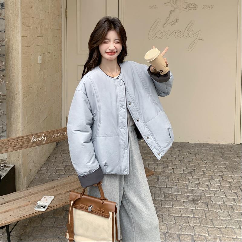 浅蓝色巨好看羽绒棉服女短款2冬25新款韩系学2B142-18院风0好超看