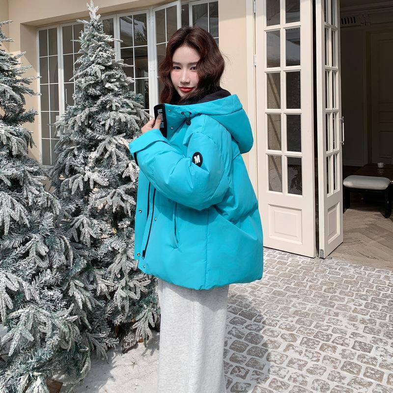 蓝色工b275-M76白装羽绒服冬季新款2025超巨好看的90鸭绒女火连帽