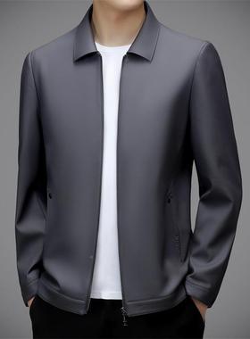 NVW新款秋冬海宁皮衣男外套领中年加绒皮领夹克绵羊翻感软翻皮衣