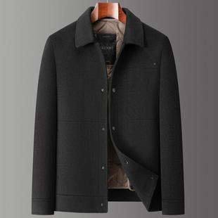 冬季 羊绒翻领 双面羊套毛夹男羽绒内克胆羊毛子外中TXU年爸呢爸装