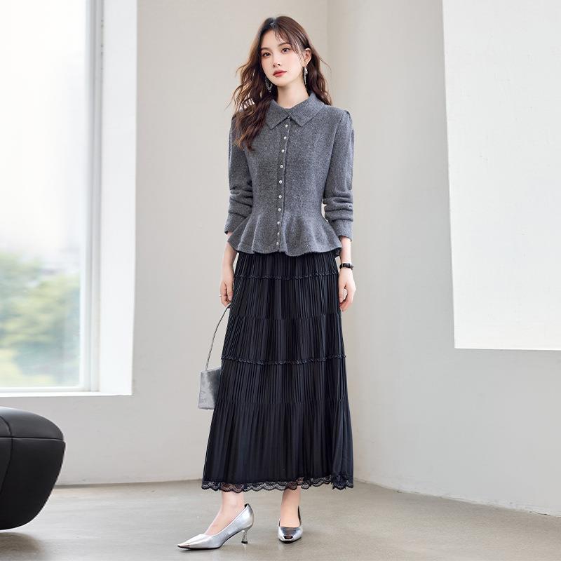 法式2软件糯针毛衣半ZYANG618身裙两件套02织5秋冬新款复古日系设