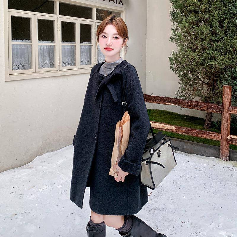碳色法式时D115-C77尚灰巨好看双外面呢羊大衣女2025秋冬新款复毛