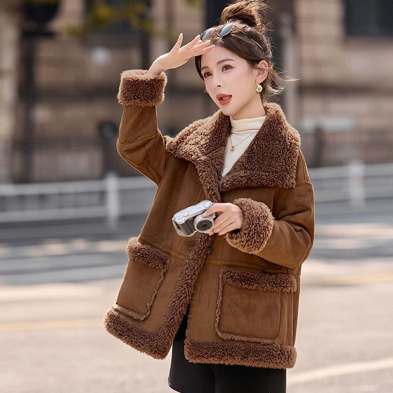 2025冬季女装尚时宽松显瘦穿搭加厚保暖皮毛新NS8673-1一体外套款