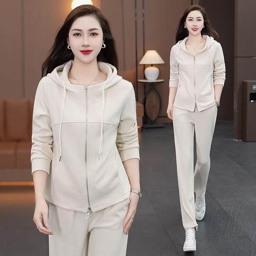 洋气女运瘦动套装春秋2025新款时尚休闲96611833妈妈减跑龄显卫衣