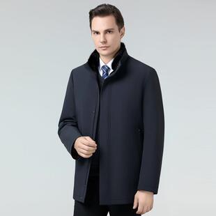 尼保克服冬季羽绒服士FRH中长款加厚中年男装羽绒暖獭兔毛内胆男