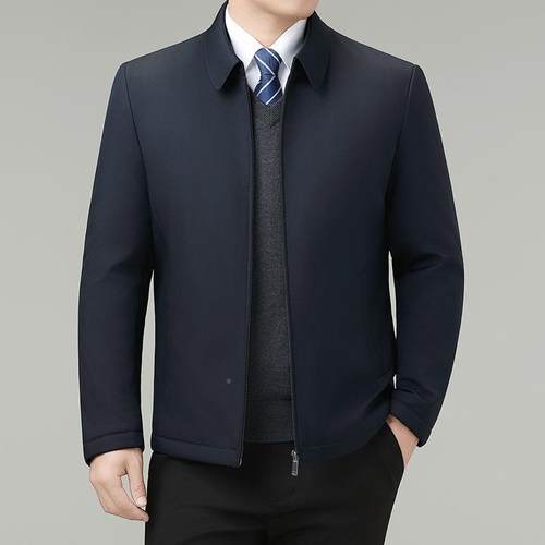 秋冬高克档棉服男棉夹夹翻立领中年2505-R爸爸衣装棉外套保暖棉袄