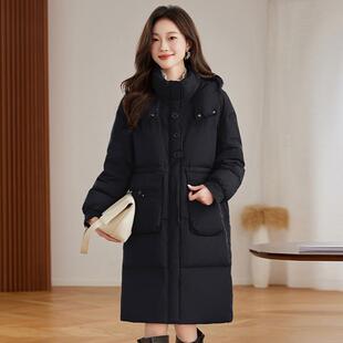 羽绒个服冬长季中款ZYI998022024新款小子时尚女洋气连帽保暖90白