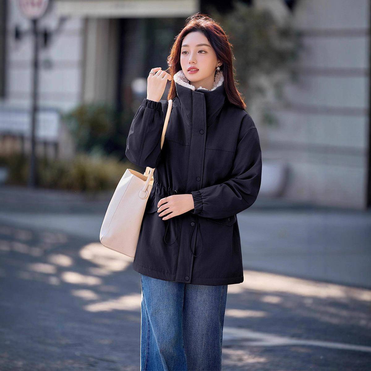 2加绒派克服205冬季新款女6装时尚OU6910-1加厚大毛领宽松时尚外