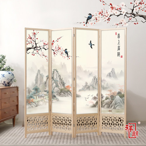 可移动屏风隔断祥朗家用实木屏风