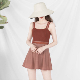 纯欲风高级感2025新款 绝美连体泳衣女 保守学生显瘦遮肚连衣裙式