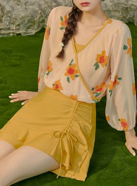 【徐苏苏 莫奈花园】高级感2025新款长袖保守泡温泉分体泳衣女