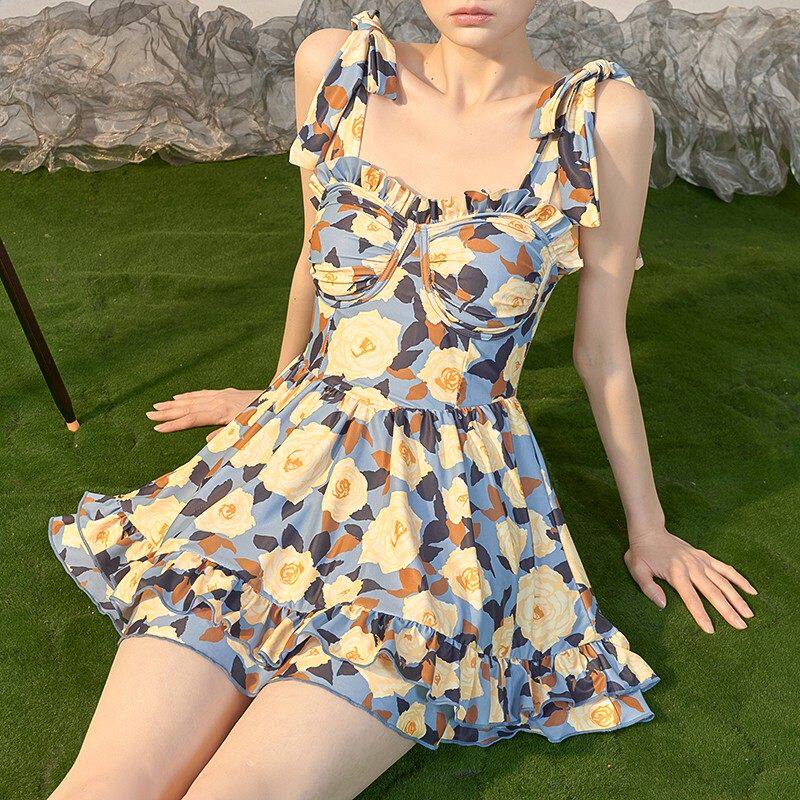 【徐苏苏 油彩莫奈】绝美2025新款高级感保守微胖遮肉温泉泳衣女