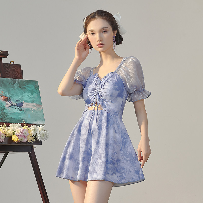 【徐苏苏 邂逅】2025新款保守遮肚显瘦泡温泉绝美连衣裙式泳衣女