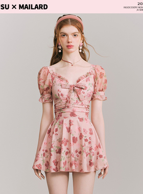 徐苏苏 绝美小众高级感2025新款保守显瘦海边泡温泉连体游泳衣女