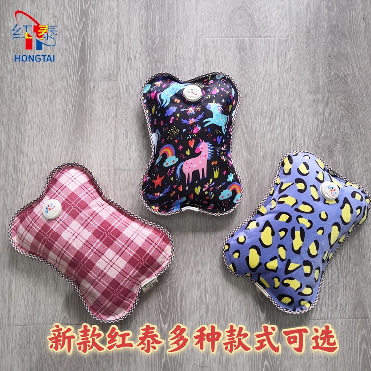 正品红泰暖手宝电热水袋超柔绒