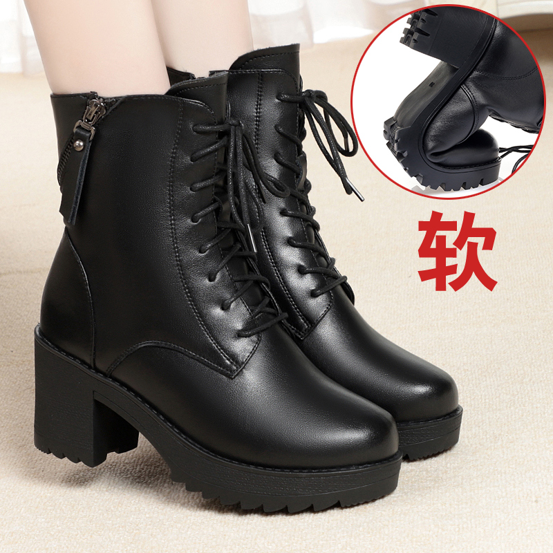 真皮马丁靴加绒短靴全牛皮女靴