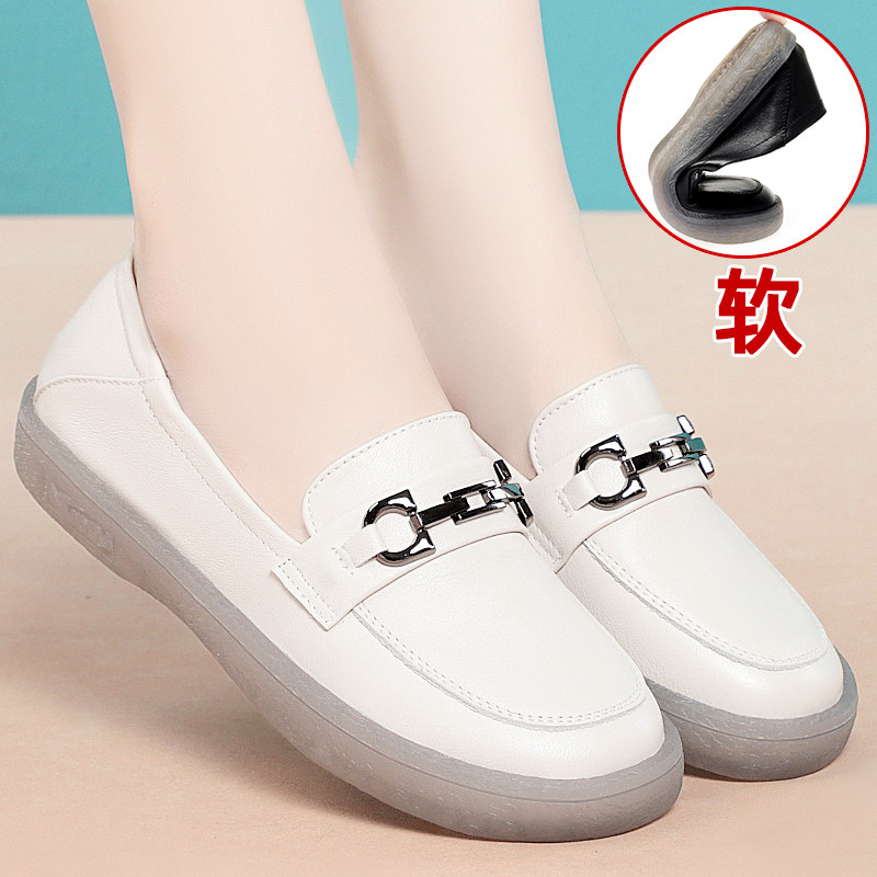 护士鞋软底透气不累脚女鞋真皮平底白色工作鞋大码41一43女士皮鞋,女鞋,浅口单鞋,淘宝优惠券,粉丝福利购,淘宝优惠卷