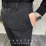 Мужские демисезонные штаны, пиджак классического кроя, костюм, в корейском стиле, свободный прямой крой