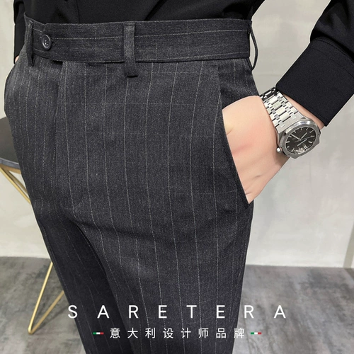 Мужские демисезонные штаны, пиджак классического кроя, костюм, в корейском стиле, свободный прямой крой