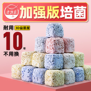 鱼缸过滤材料硝化细菌屋培养屋海缸底滤鱼池净水小方砖橄榄球滤材