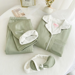 VIRRI CIAGA~人间富贵花 绝美绸缎加绒款!真丝加厚睡衣女冬情侣