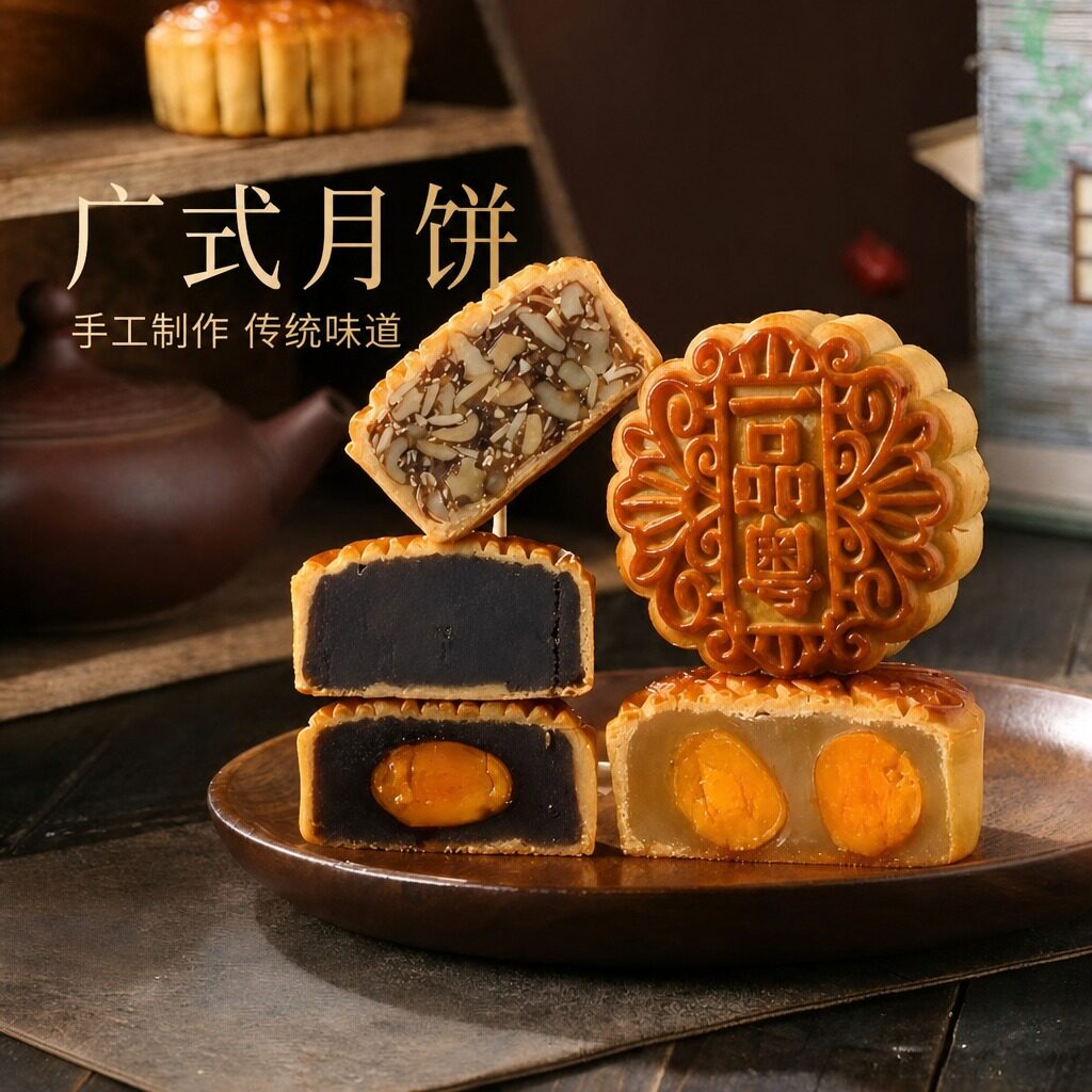广州珠江饼业一品粤手信特产广式月饼礼盒双黄白莲蓉蛋黄五仁豆沙