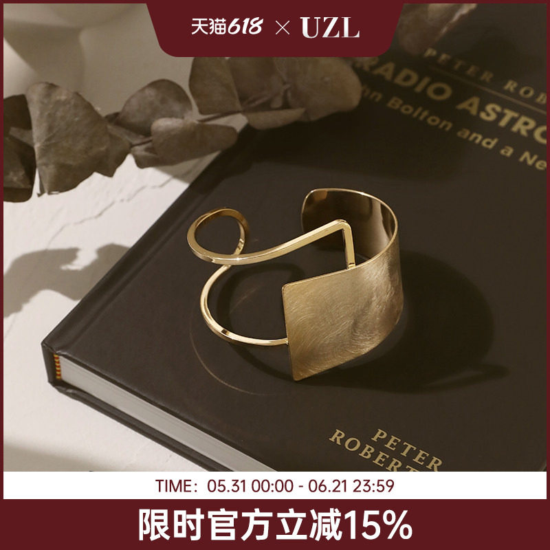 开口宽手镯女ins潮冷淡风金属手环网红时尚夸张小众设计手饰季