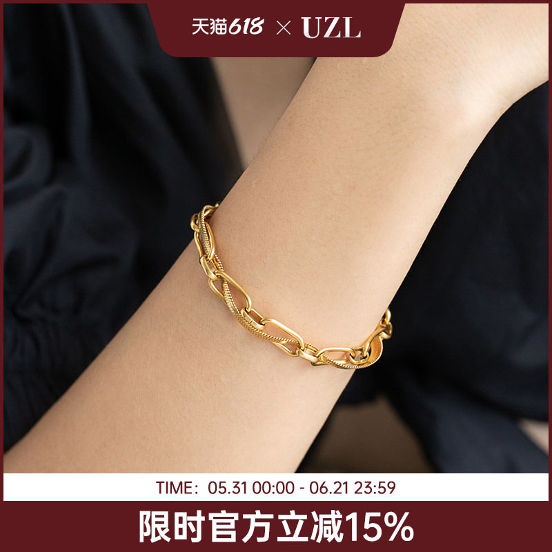 金色手链复古经典缠绕质感法式