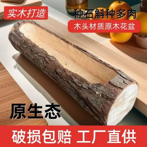 多肉花盆木质树桩长条形圆形异形