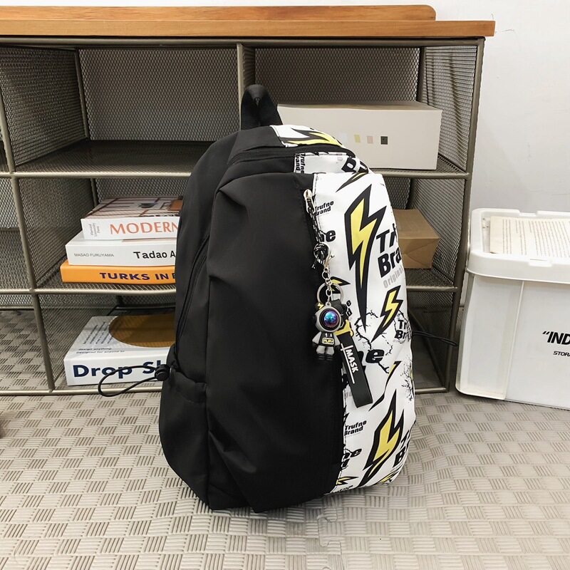 书包男生初中生美式高街涂鸦双肩包男款高中生大学生ins小众背包