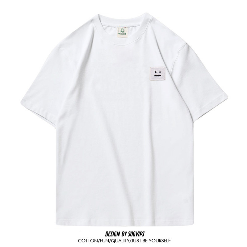 夏季纯棉刺绣潮牌余文乐同款t恤ins笑脸宽松男女士情侣短袖五分袖在类目 女装/女士精品, T恤中 - 来自Buy2taobao.com提供专业的淘宝代购服务