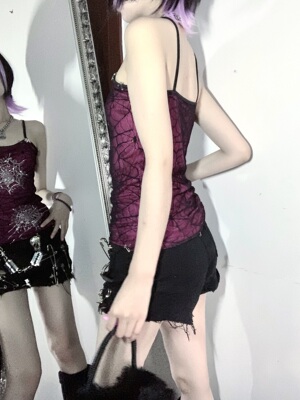 原创紫色重工上衣弹力