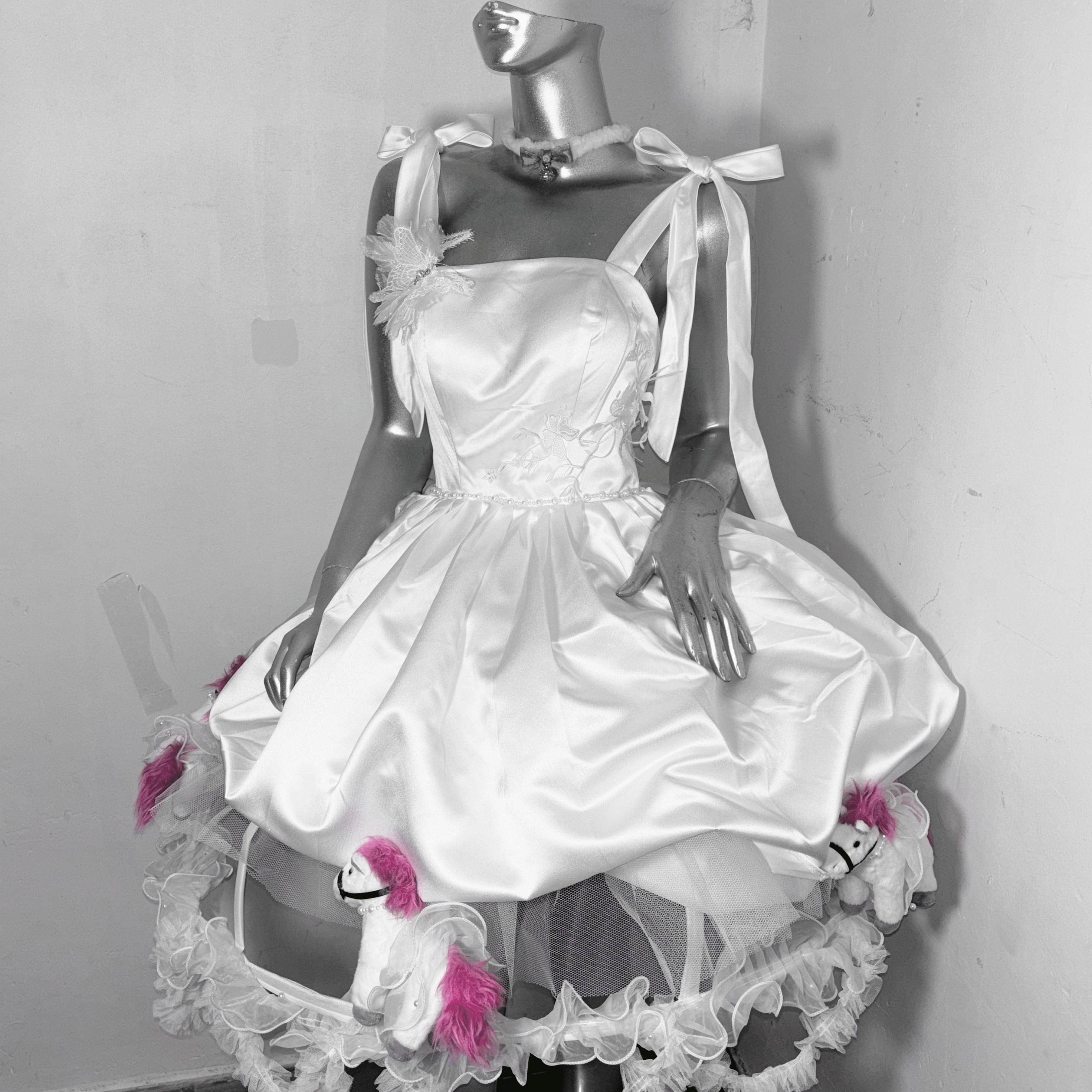 怀旧嘉年华*TDH原创涩谷复古立体旋转木马鸟笼蓬蓬水母礼服连衣裙