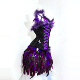 TDH原创手作暗黑紫色黑天鹅哥特鱼骨分体连衣裙束身胸衣 羽毛短裙