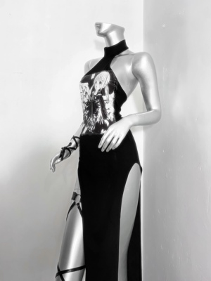 TDH原创暗黑亚文化开衩礼服