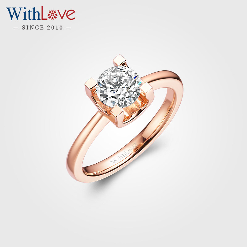 withlove 18k金牛头款钻石戒指铂金结婚gia钻戒圆钻求婚真钻正品