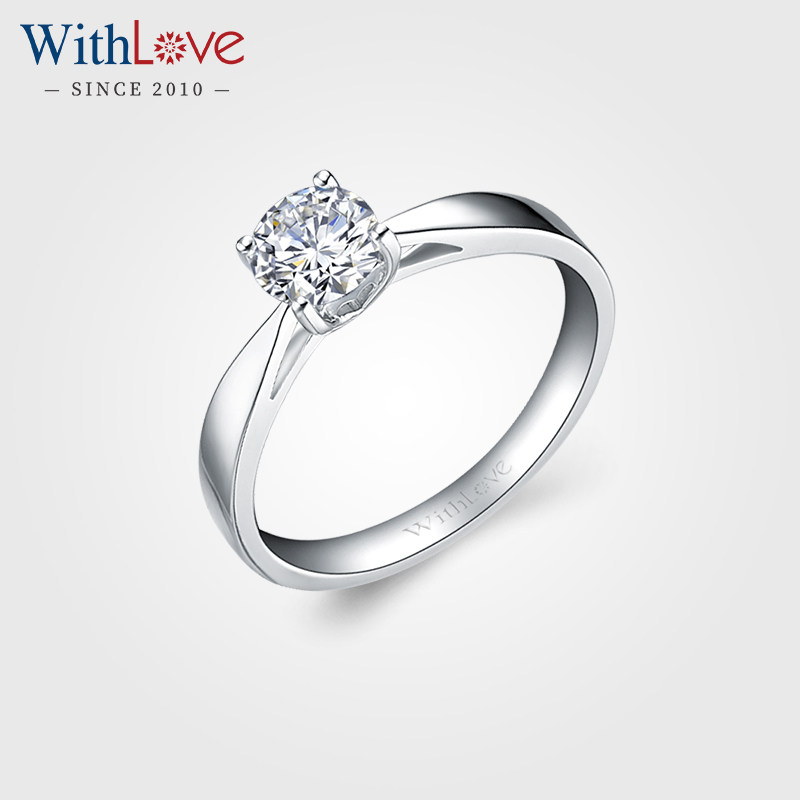 withlove唯爱品越 白18k金单钻50分结婚钻戒 半克拉钻石女戒戒指