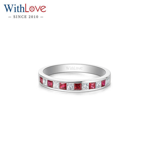 WithLove铂金红宝石钻石戒指女
