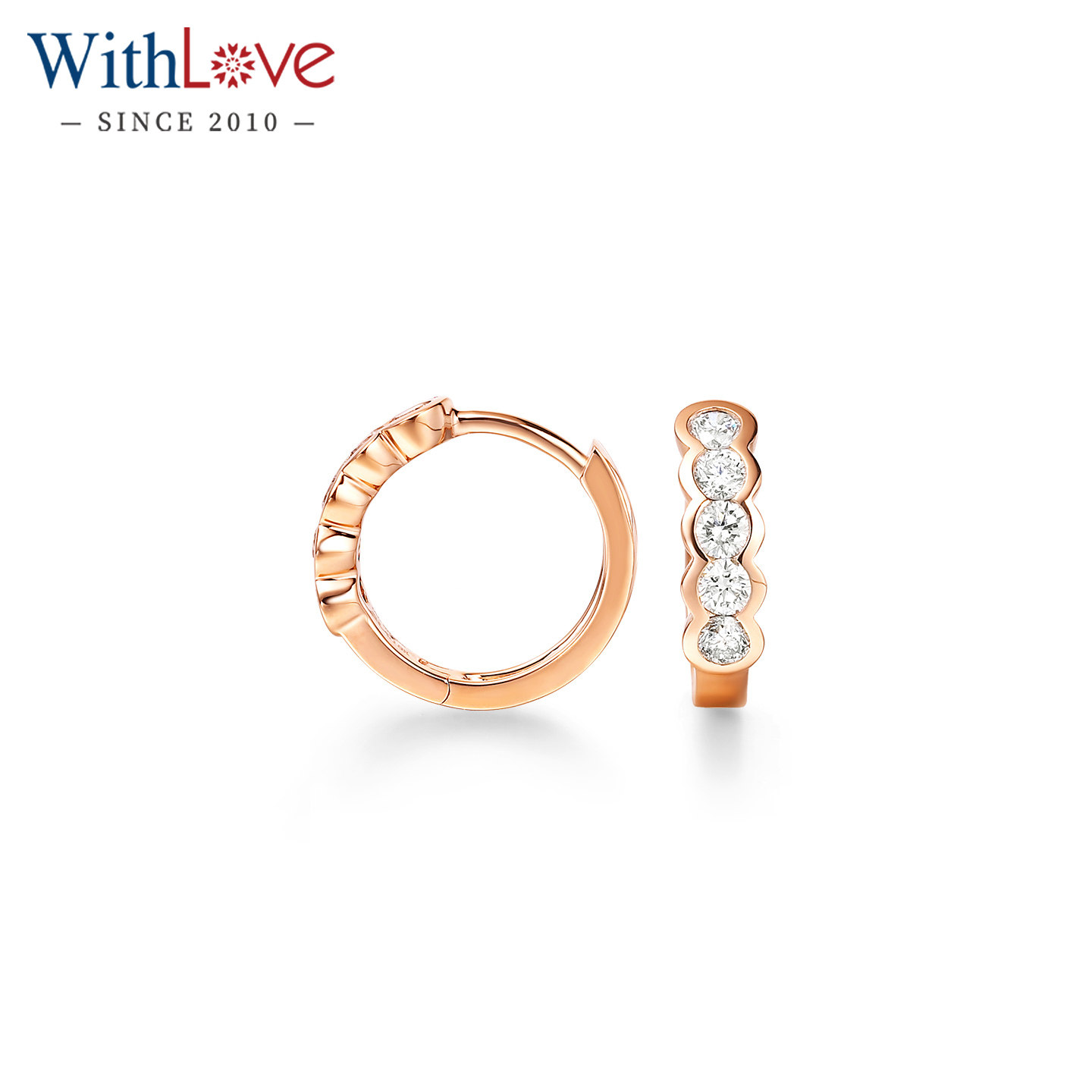 WithLove 18K金60分钻石欧美宽版耳环女款排钻群镶耳饰真钻