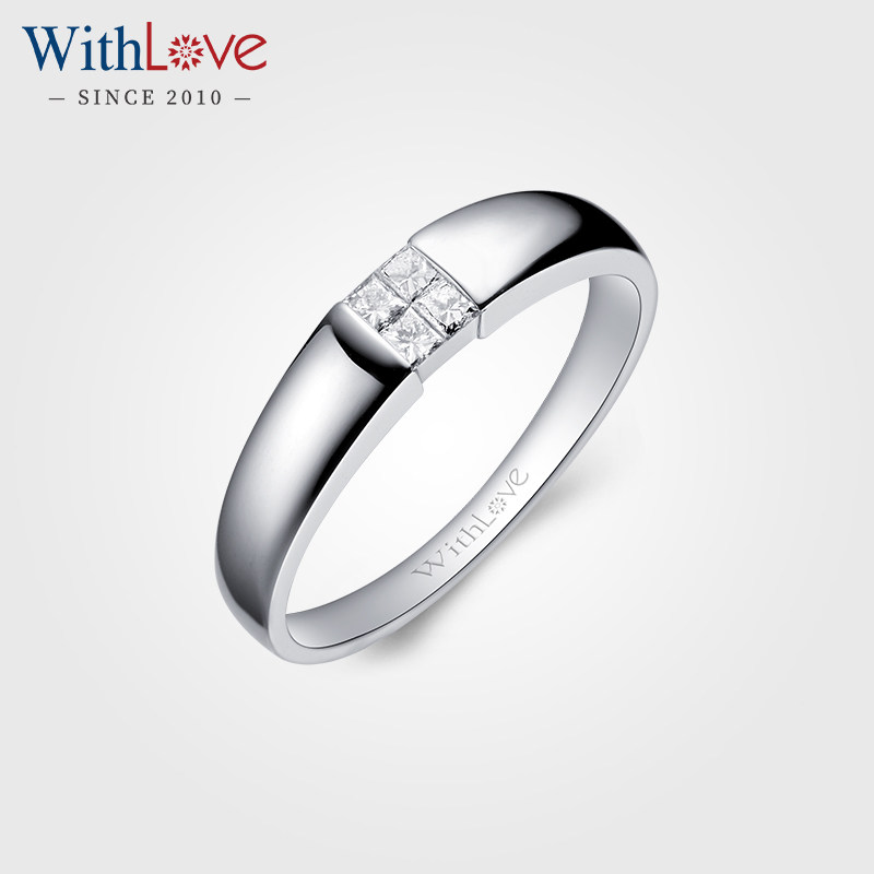 withlove唯爱品越 18k金20分方形钻戒 欧美公主方男士婚戒 爱之光