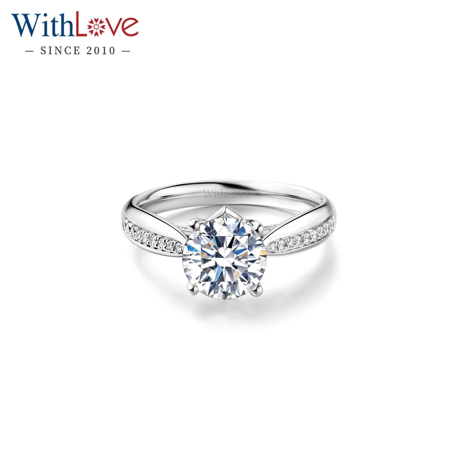 WithLove 18K金豪华GIA钻石戒指Pt950铂金结婚钻戒求婚真钻女定制