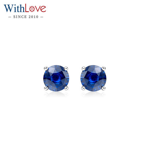 WithLove18K金皇家蓝宝石耳钉女