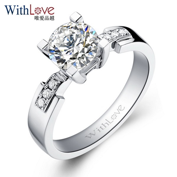 withlove唯爱品越 18k金克拉钻石戒指豪华铂金婚戒 纯色年代