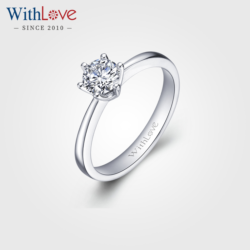 WithLove 18K金40分求婚钻石戒指结婚钻戒GIA真钻六爪显钻女定制