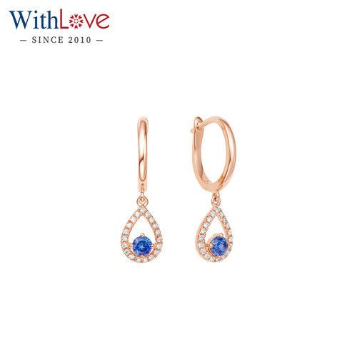 WithLove18K金蓝宝石水滴耳环