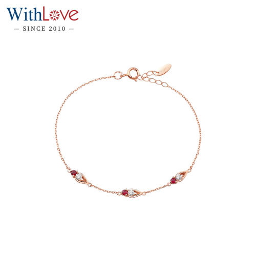 WithLove18K金红宝钻石手链定制
