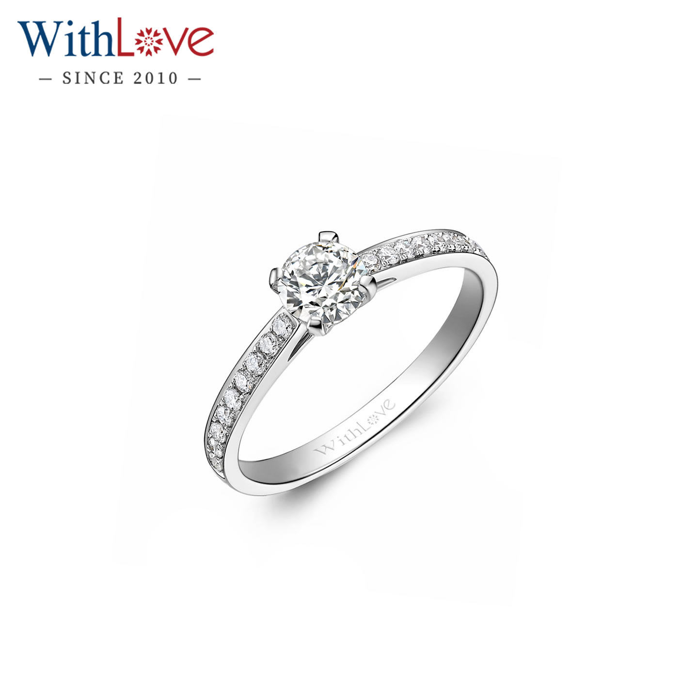 WithLove 18K金58分钻石戒指 优雅女款订婚钻戒GIA证书定制